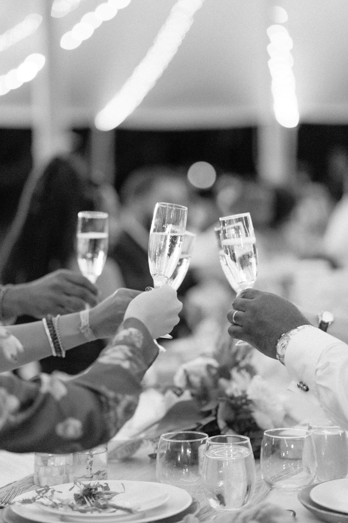 black and white wedding toast