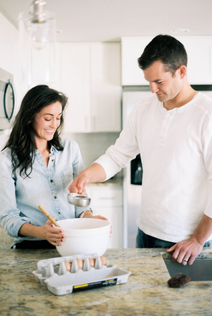 engagement session idea: bake in an at home cozy session