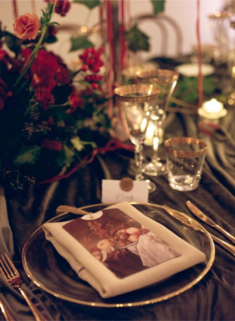 Ireland Wedding welcome dinner with dutch masters art