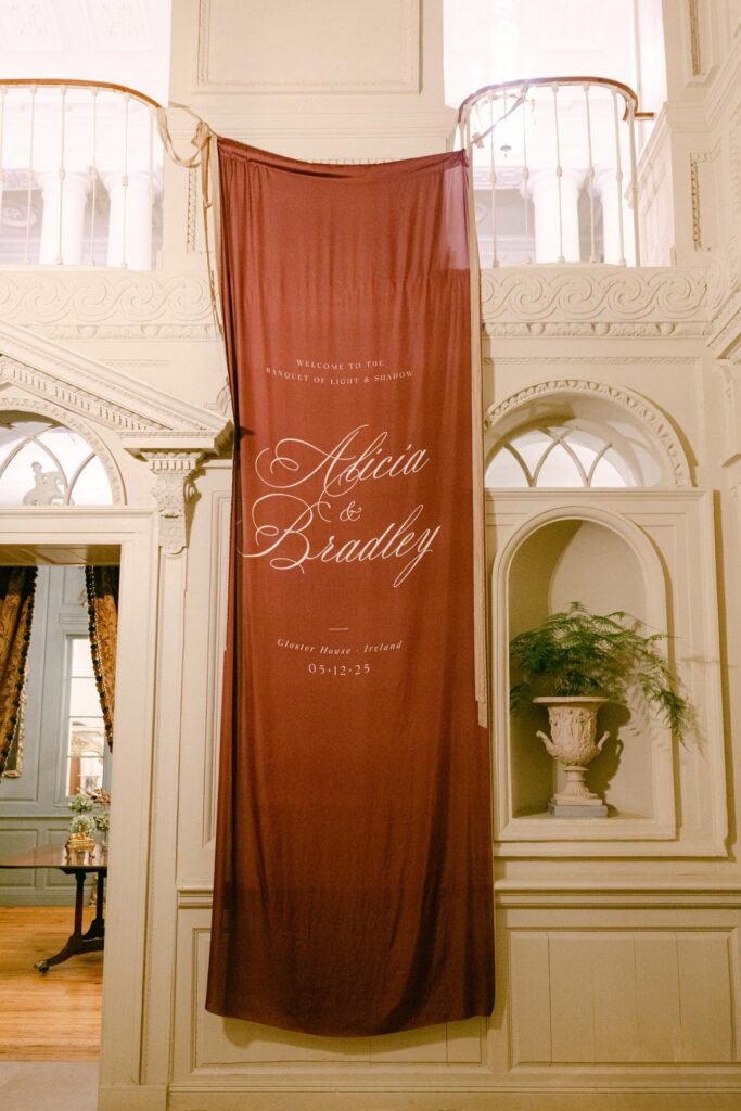 Ireland Wedding welcome dinner silk welcome banner
